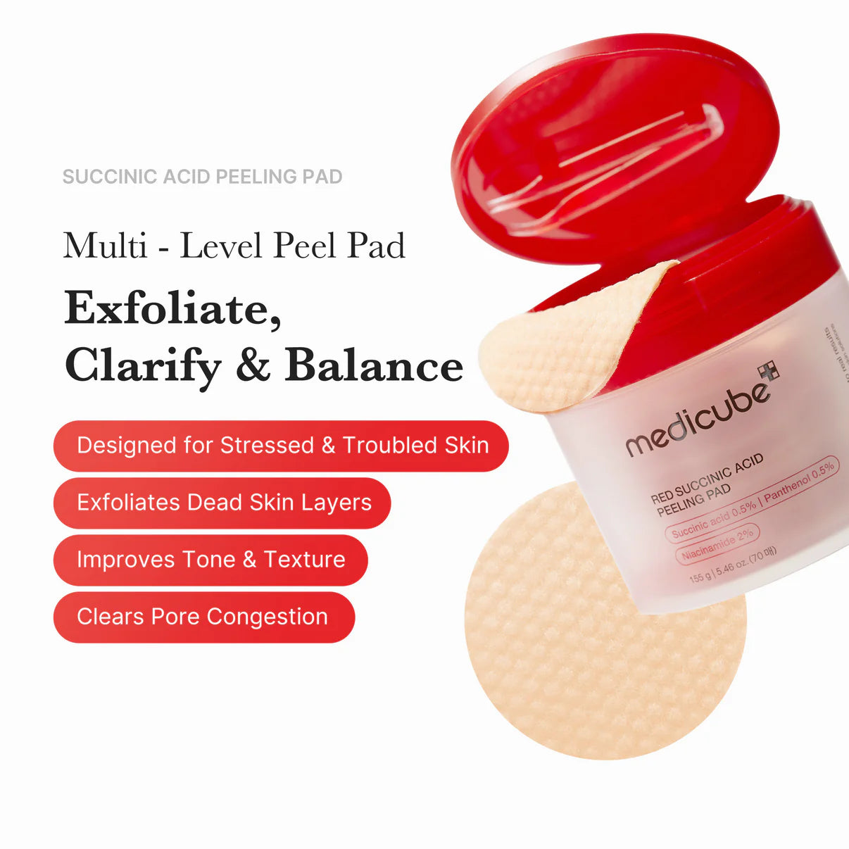Red Succinic Acid Peeling Pad